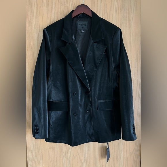 Blank NYC Jackets & Blazers - BLANKNYC Women’s Large Vegan Leather Double Breasted Blazer | Black